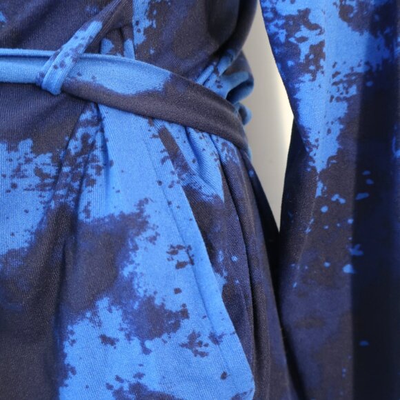 Womens Bumble Bella by Jill Martin Blue Navy Watercolor Print Jersey Spa Robe M - Picture 5 of 10